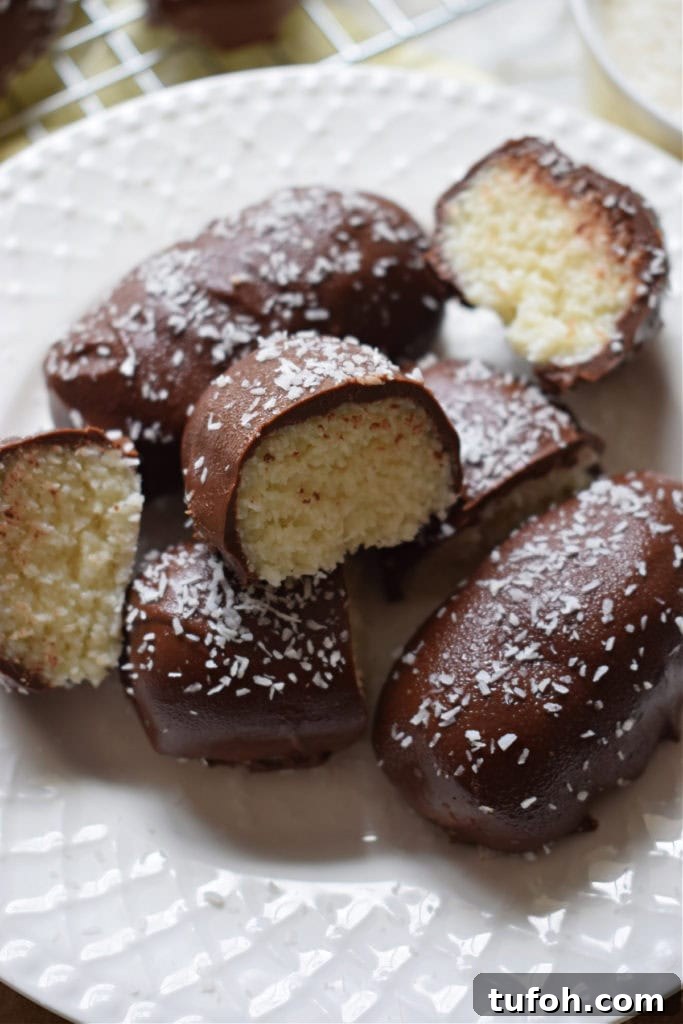 close up of the no bake chocoalte coconut bars