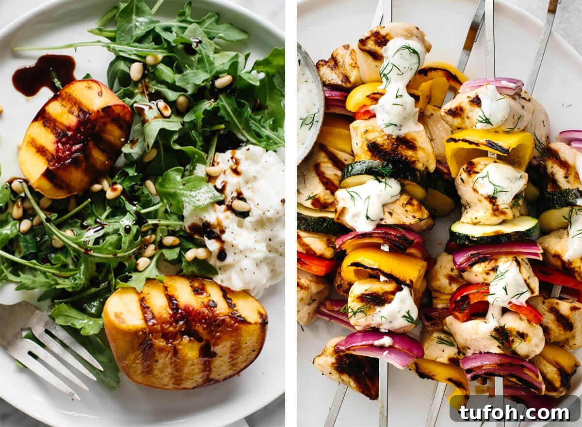 25+ Memorial Day Recipes for Grilling, Picnics & Desserts 3 Memorial day recipes with grilled kabobs and grilled peach.