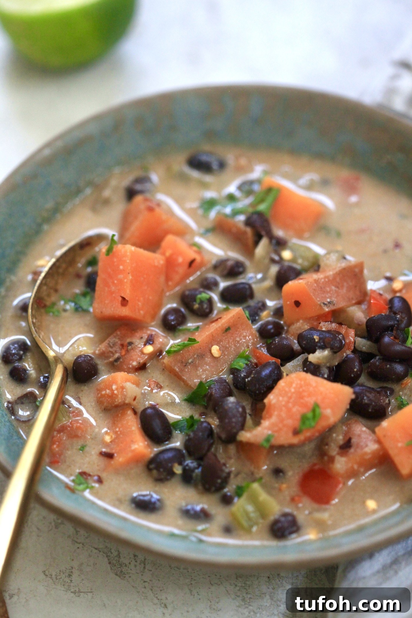 Creamy Dairy-Free Sweet Potato and Black Bean Soup Recipe 3 creamy soup with sweet potatoes and beans