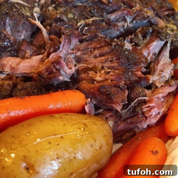 Shredded Pot Roast with Baby Gold Potatoes and carrots