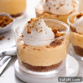 Close up of no bake pumpkin cheesecake set on a white coaster.