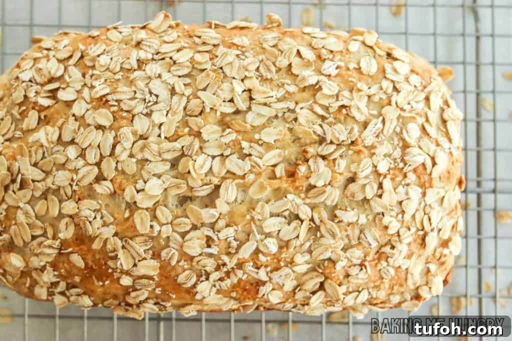 Homemade Oat Bread Recipe: Soft, Nutty Loaf You Can Bake at Home 12 overhead shot of bread cooling on rack