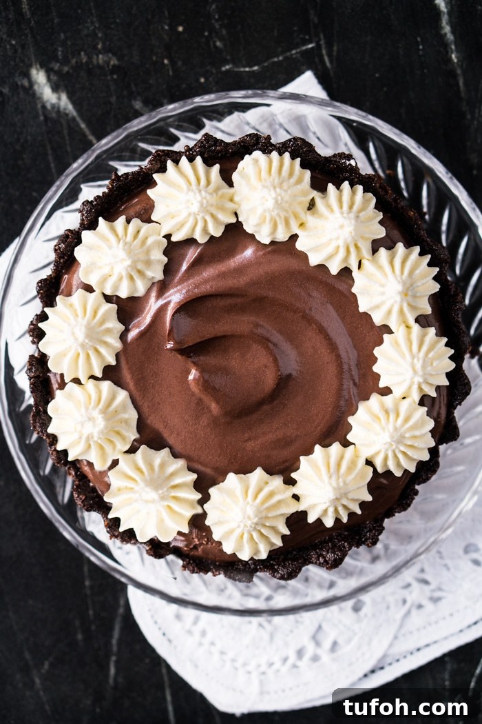 Single-Serve Chocolate French Silk Pie (Gluten-Free, Keto & Paleo) 5 Paleo & keto French silk pie with whipped cream decorations