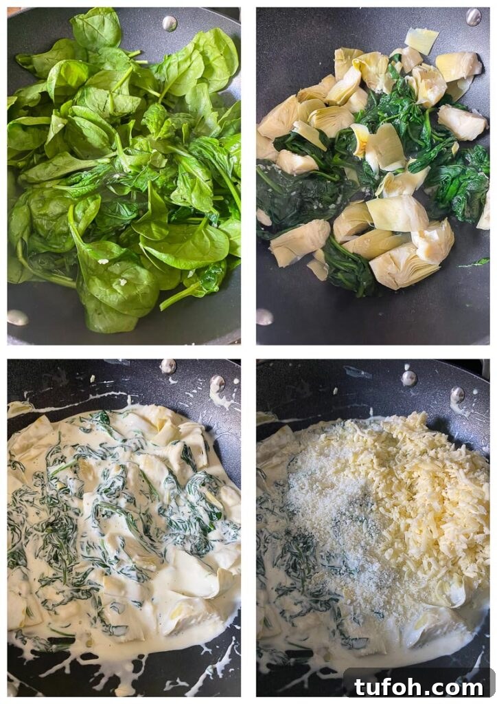 Process shots showing the making of the stuffing