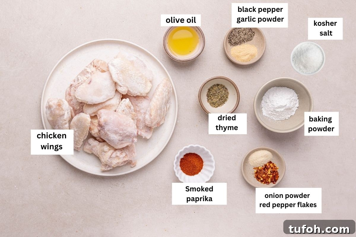 Air Fryer Frozen Chicken Wings (Cook Without Thawing) 3 The ingredients needed to make the recipe.