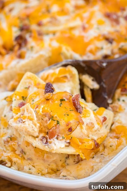 Close up of Crack Chicken Pierogi Casserole
