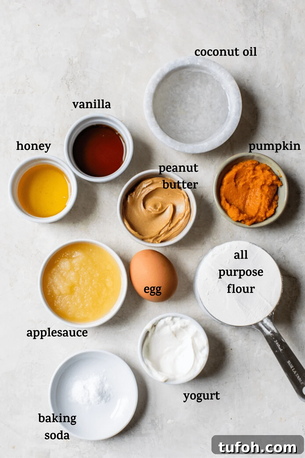 cake ingredients with text overlay
