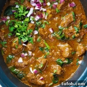 Beef curry in a slow cooker.