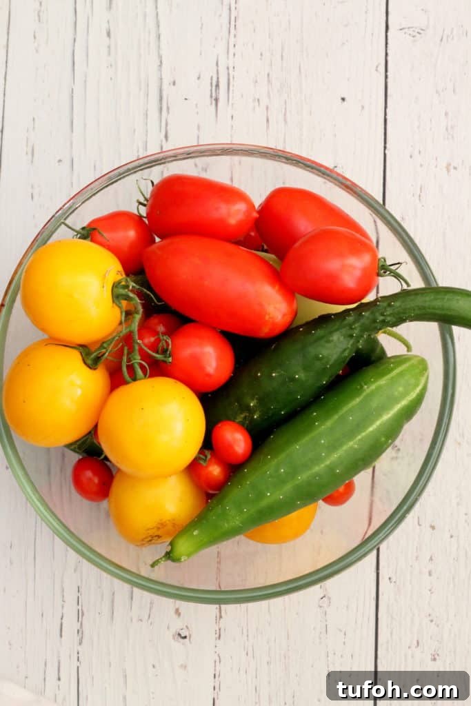 Crisp Tomato & Cucumber Salad with Lemon Vinaigrette 3 fresh vegetables from my garden
