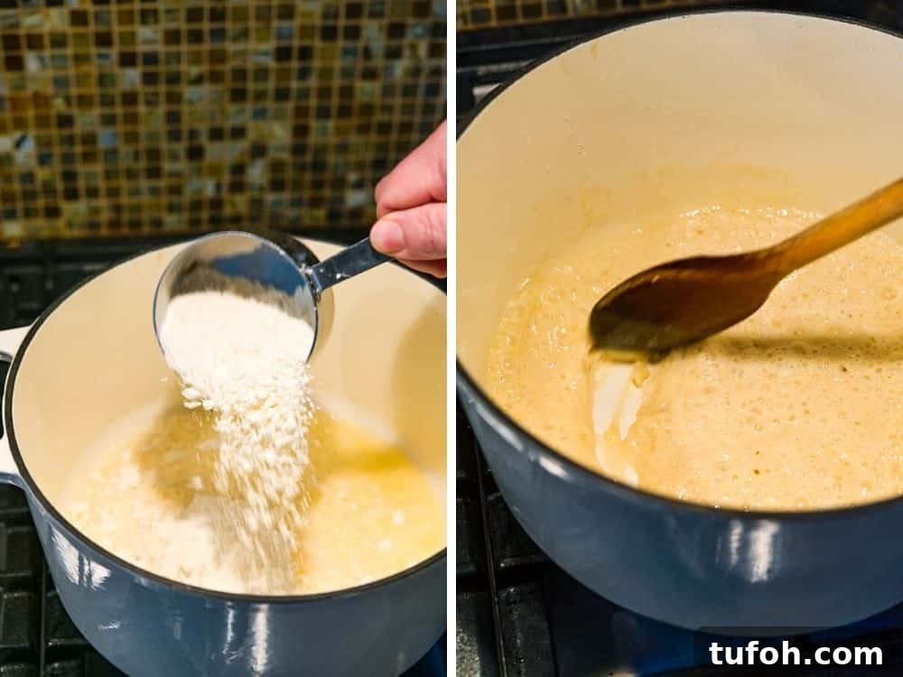 making gumbo roux in the dutch oven.