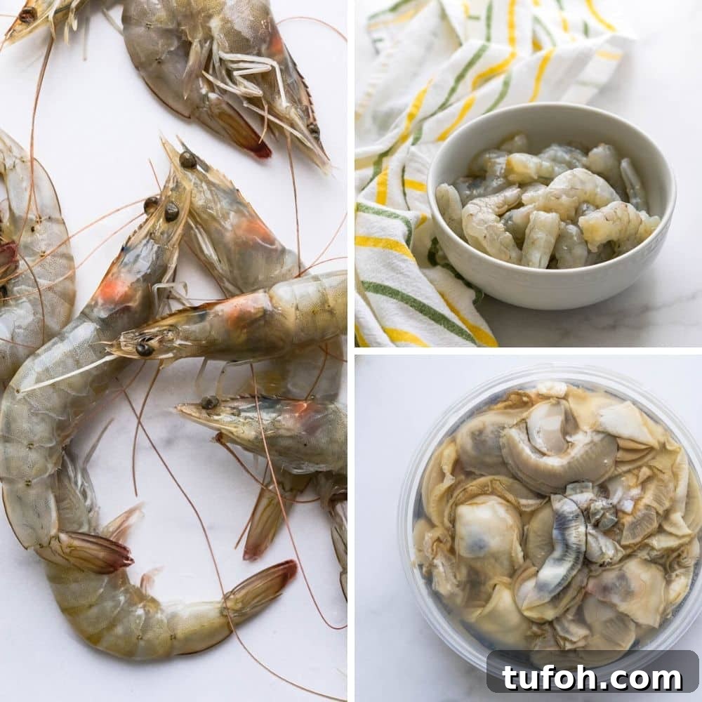 fresh seafood for the cajun soup. I used head-on shrimp and oysters.