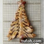 puff pastry tree on a cooling rack
