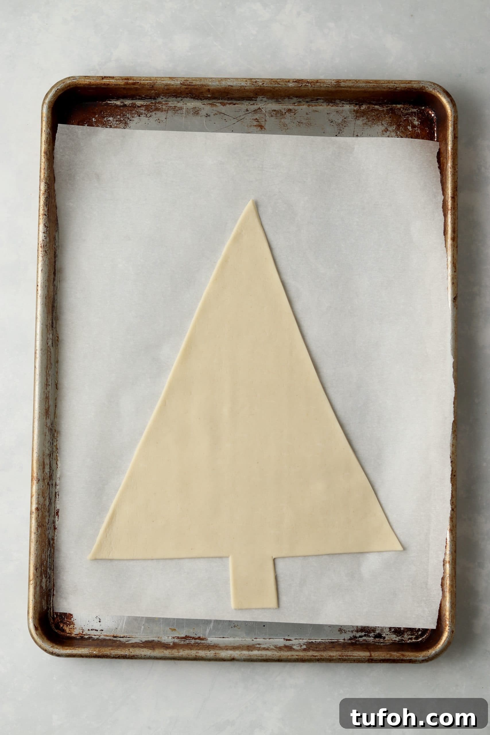 puff pastry cut into tree.