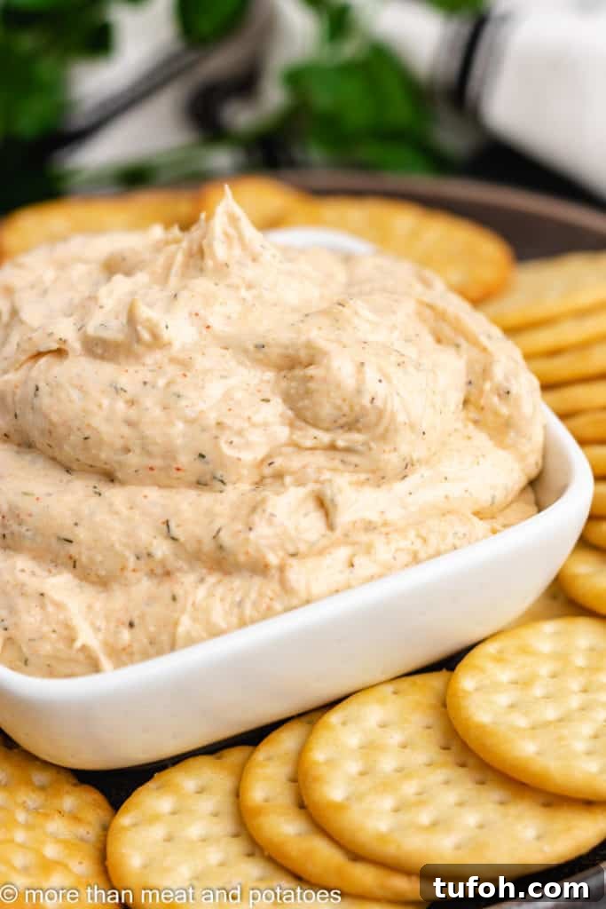 Creamy Homemade Ranch Dip Recipe for Parties and Snacks 5 Square white bowl filled with ranch dip.