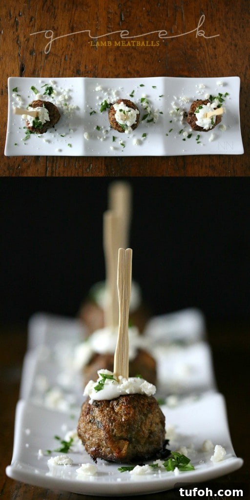 Greek Lamb Meatballs Recipe with Tzatziki Sauce 3 Greek Lamb Meatballs pin for pinterest.