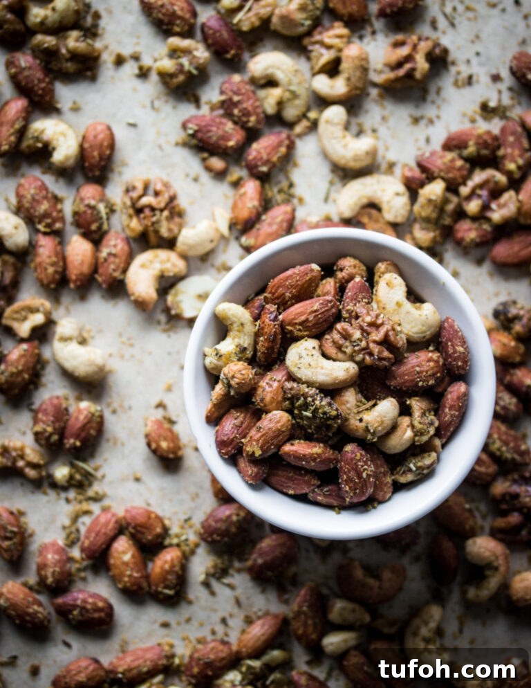 Savory herb roasted nuts