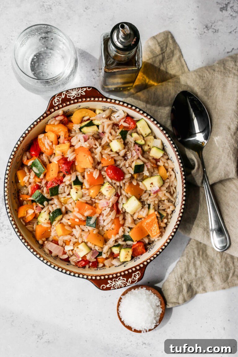 Grilled vegetable orzo salad