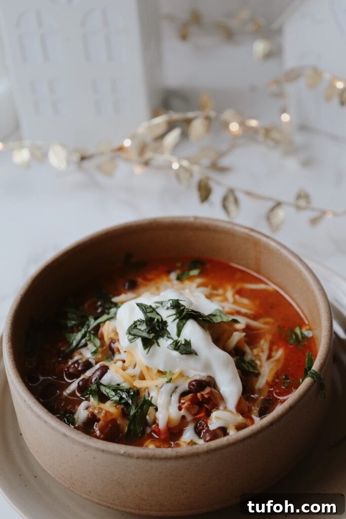 High-Protein Vegetarian Black Bean Soup Recipe 2 black bean soup in a bowl