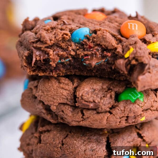 Chewy Peanut Butter Cookies Recipe with Crispy Edges 22 m&M cookies with bite taken out