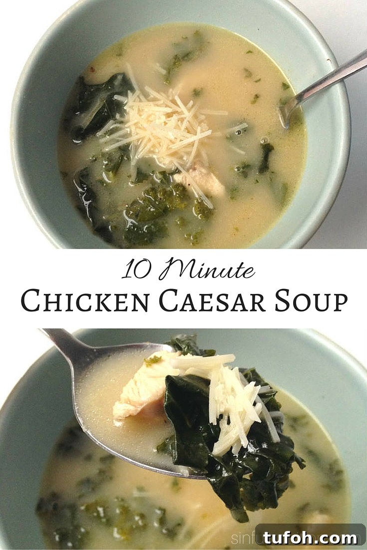 10-Minute Chicken Caesar Soup Recipe for Quick Weeknight Meals 2 10 Minute Chicken Caesar Soup - Use up your leftover chicken to turn this salad classic into a slurp-able meal in minutes!
