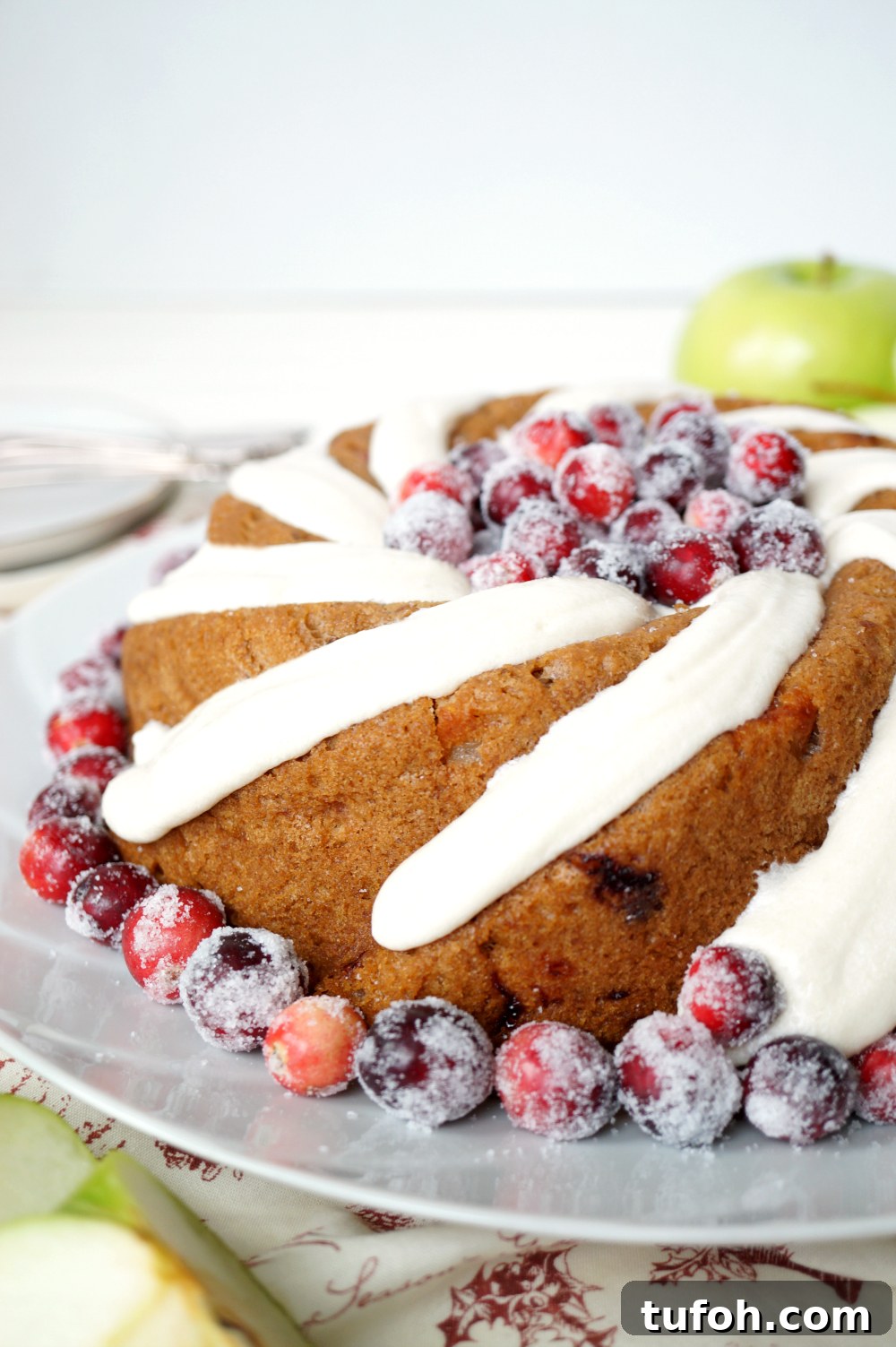 vegan cranberry apple bundt cake with cream cheese frosting | The Baking Fairy
