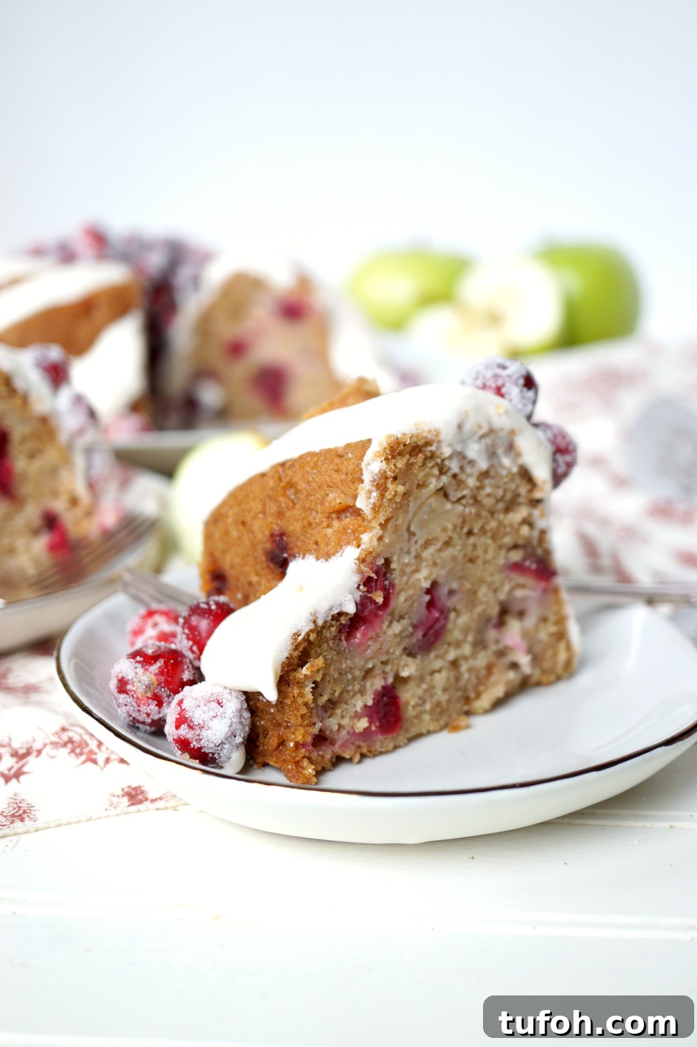 vegan cranberry apple bundt cake with cream cheese frosting | The Baking Fairy