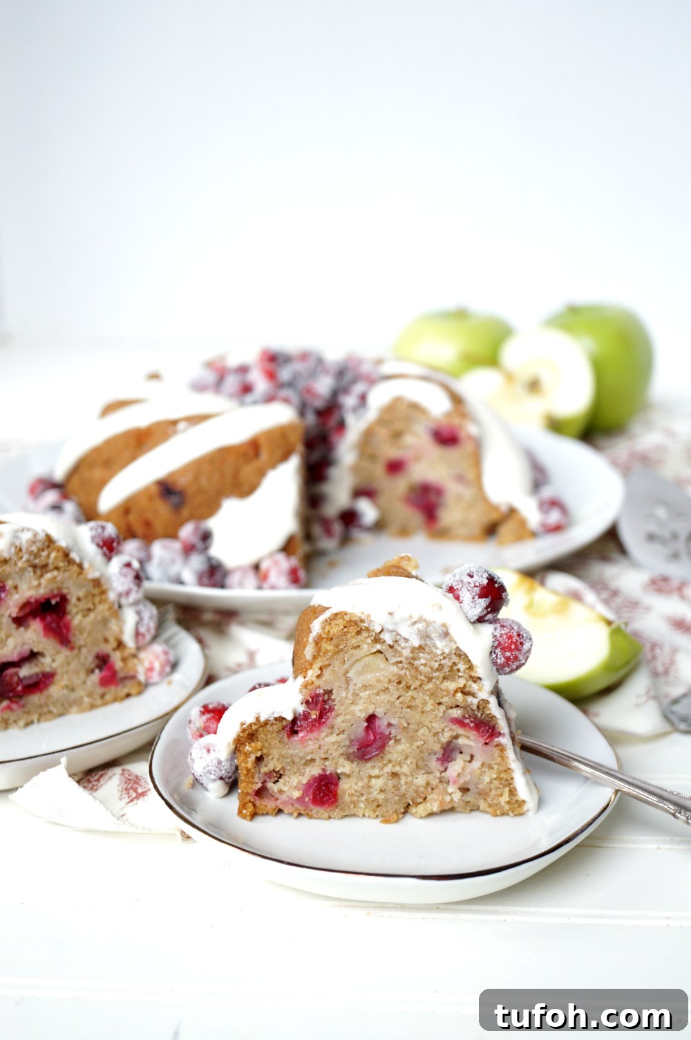 vegan cranberry apple bundt cake with cream cheese frosting | The Baking Fairy