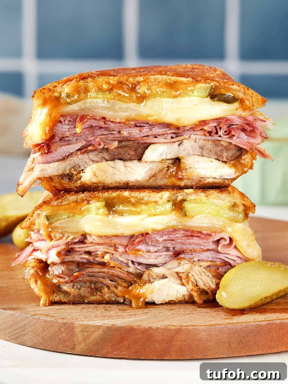 Stacked Cuban sandwich.