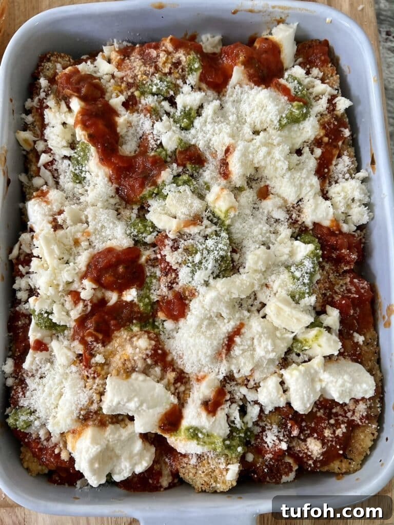Zucchini Parmigiana with Ricotta: Layered Baked Zucchini Parmesan 16 More cheese and pesto added.