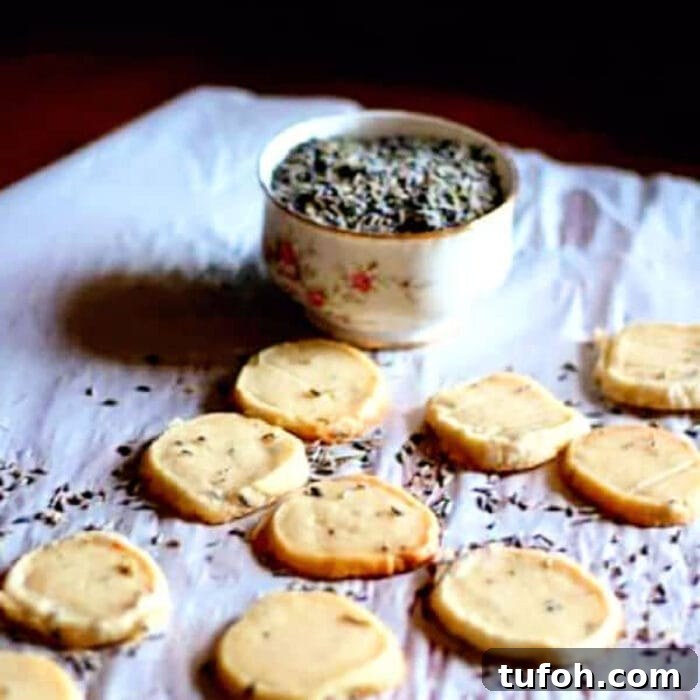Crispy Oven-Roasted Asparagus with Garlic and Lemon 13 Baked cookies on a piece of parchment with dried lavender flowers.