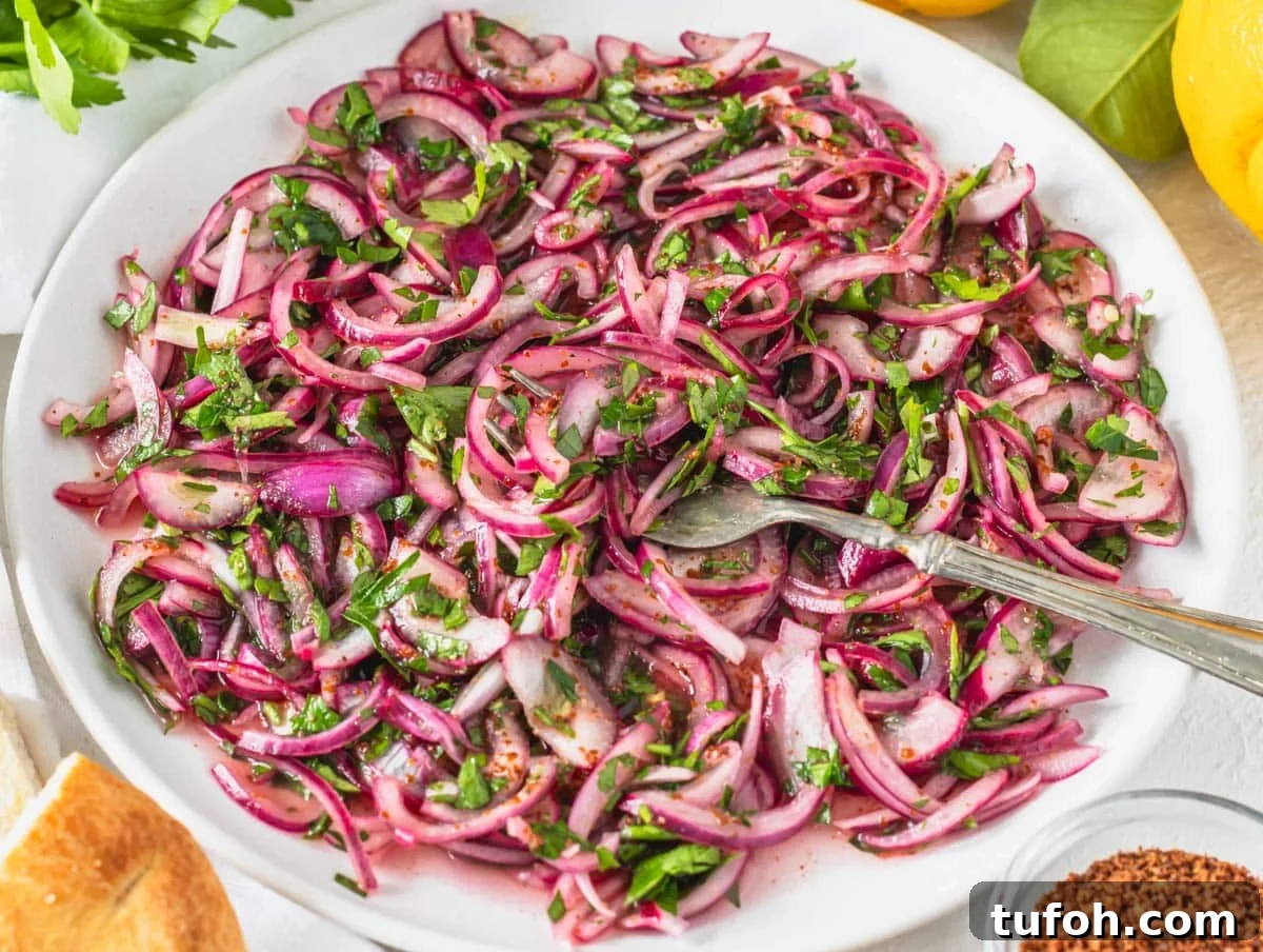 sumac onions on a plate with parsley