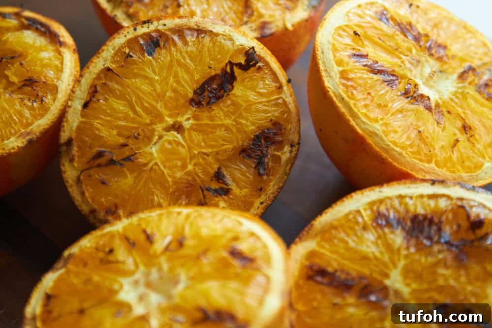 Orange-Almond Mole Sauce: Quick Recipe for Vibrant Flavor 7 Grilled orange halves.