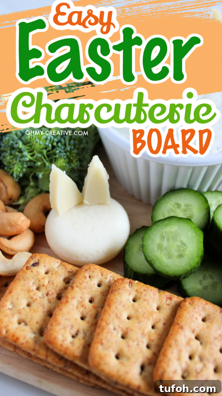 Pin image of bunny cheese, veggies and cracker.