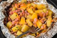 Grilled Ham and Potato Foil Packets with Cheese