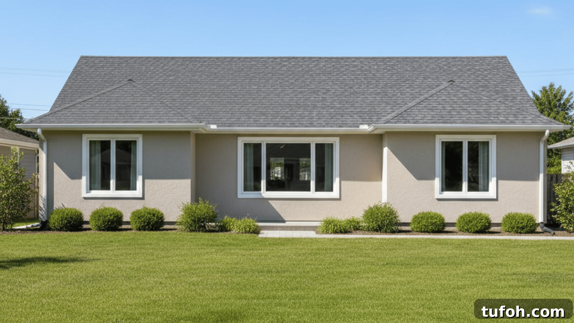 simple hip roof with four sloping sides and central ridge