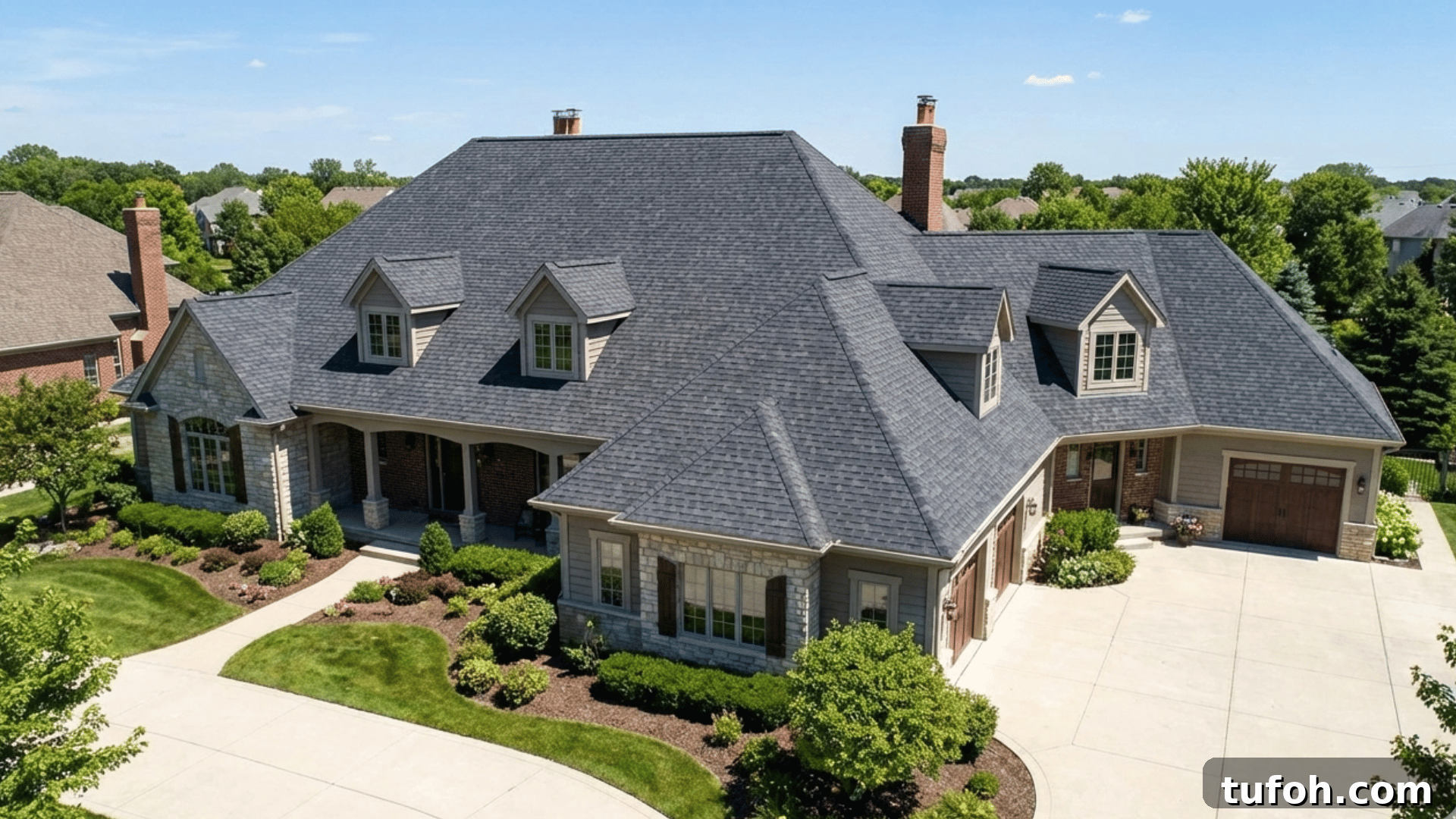 cross hipped roof with intersecting roof sections forming l shape