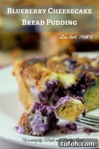 BlueBerry Cheesecake Bread Pudding (THM S, Low Carb, Sugar Free)