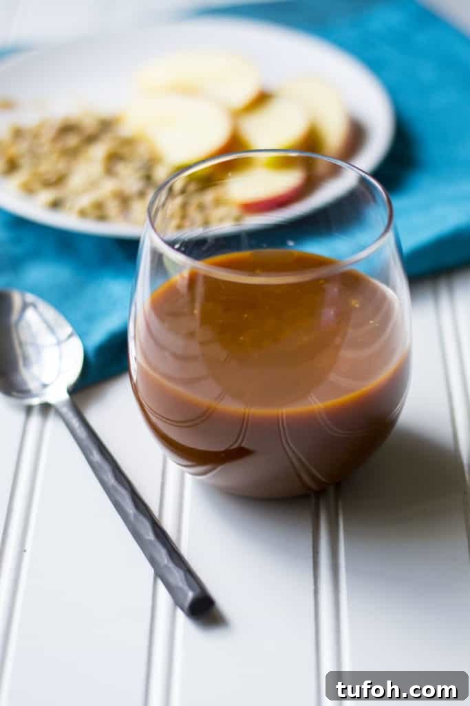 Small jar of homemade salted caramel sauce
