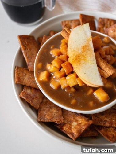 Salted Caramel Apple Pie Dip with Cinnamon Sugar Chips