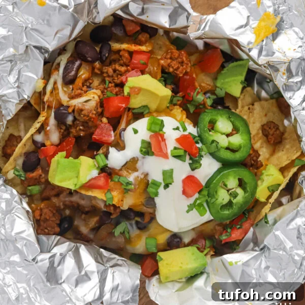 Taco nachos in foil.