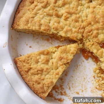 Pasta flora tart with one slice removed.