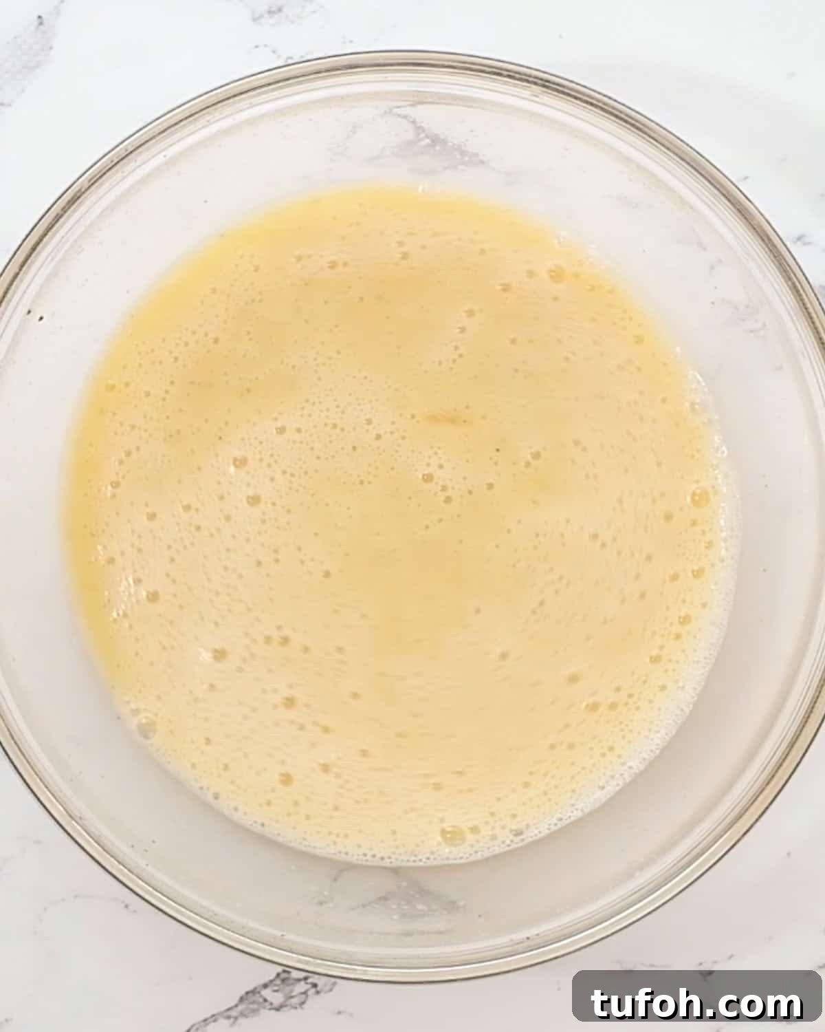Hash Brown Crust Quiche whisked eggs for filling